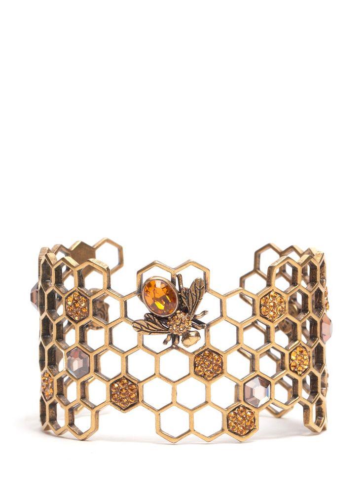 ALEXANDER MCQUEEN - Honeycomb bee cuff bracelet | Metallic Bracelet Fashion Jewe...