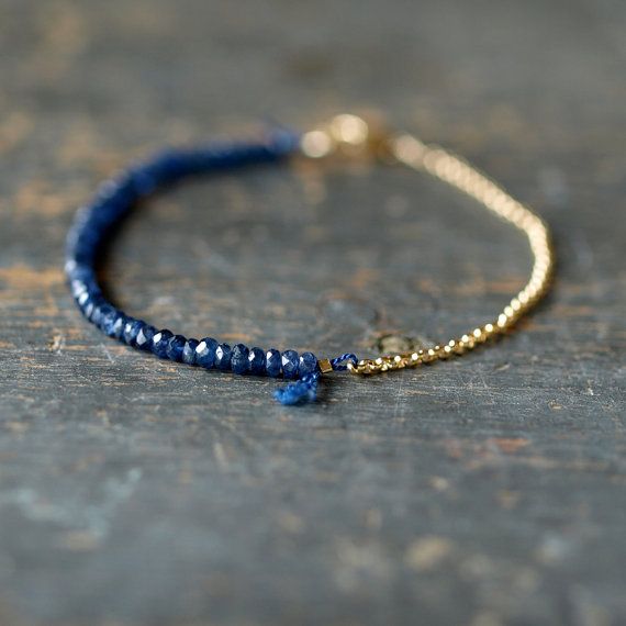 Blue Sapphire Gemstone Bracelet by ShopClementine.