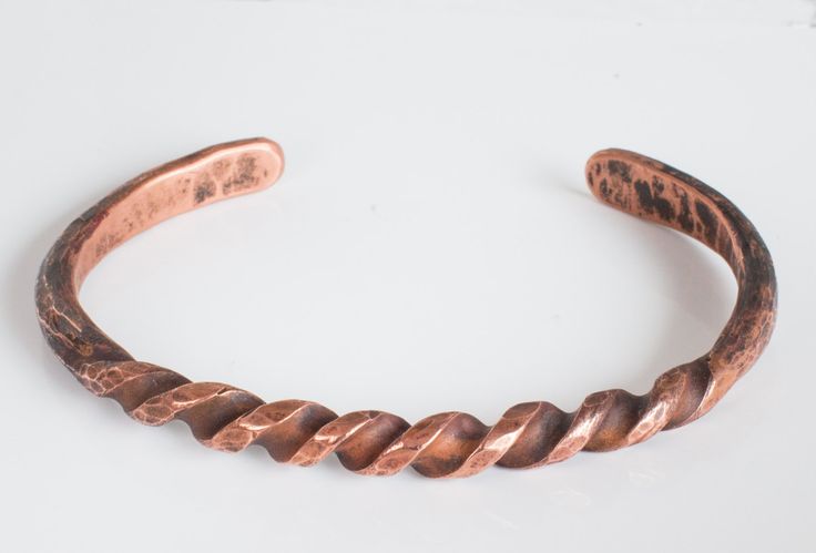 Cuff Bracelet Hammered Twisted Solid Copper Rustic Minimalist Men or Women #CB10...