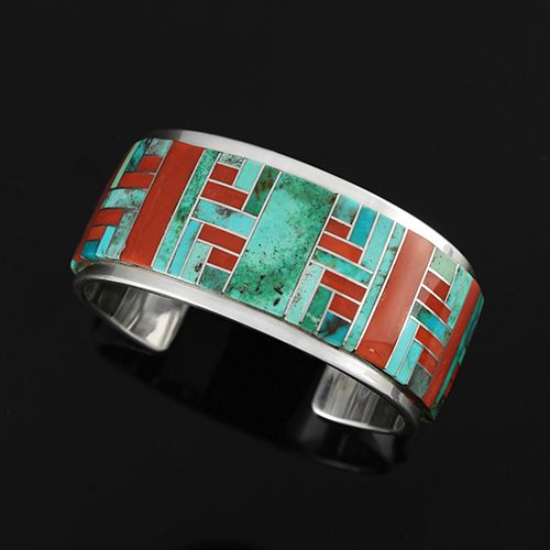 Cuff | Tommy Jackston (Navajo Diné).   Sterling silver, Natural Bisbee Turquois...