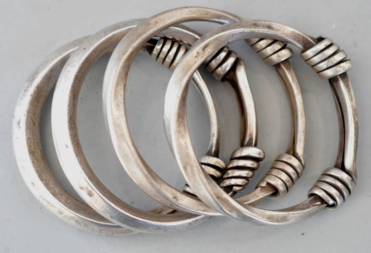 Group of Miao or Dong bangles silver lt 19th early 20th c (private collection Li...
