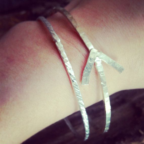 Sterling Silver Textured Chevron Arrow Bangle by GramercyEight