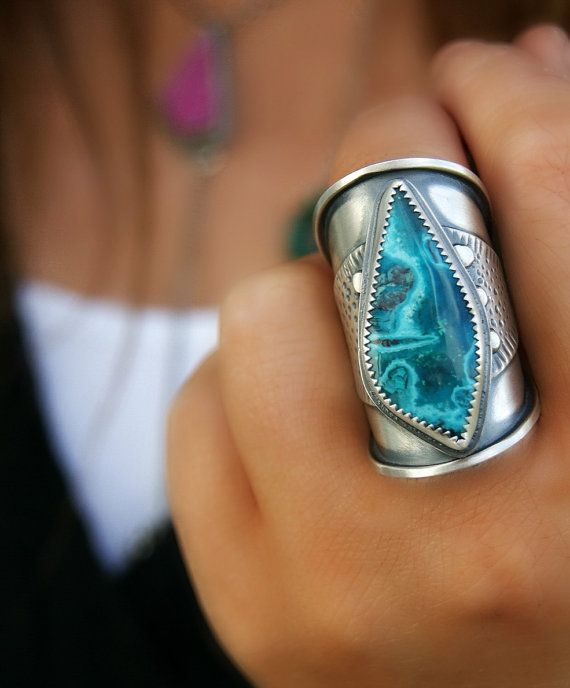 Into the Paradise Sky - Chrysocolla Sterling Silver Ring