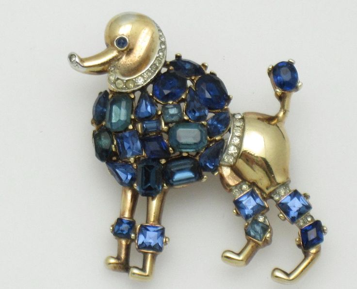 TRIFARI Philippe 1950 Jeweled Symphony  Poodle Figural Brooch Pin
