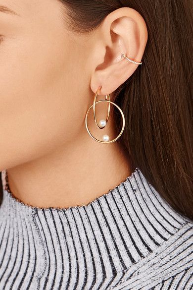 Anissa Kermiche 14-karat gold pearl hoop earring |♦F&I♦