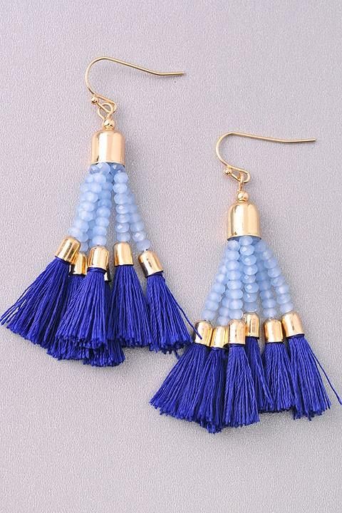 Flaunt it Hot Blue Tassel Earrings from privityboutique | ♦F&I♦