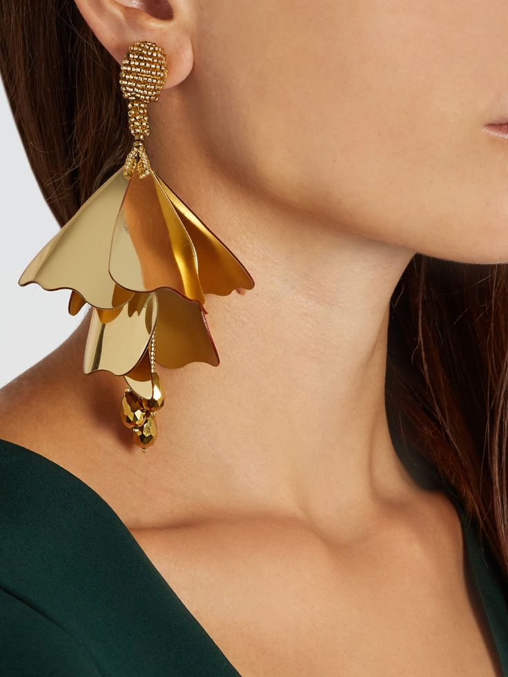 OSCAR DE LA RENTA Impatiens flower-drop clip-on earrings |♦F&I♦