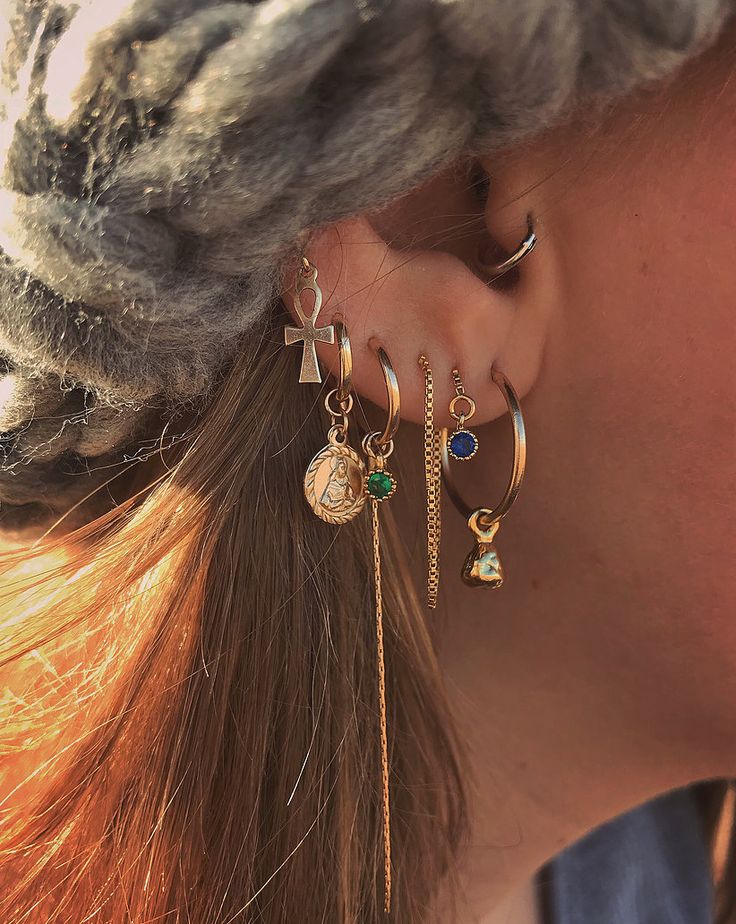 les deux multiple earrings snake hoop