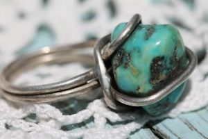 Rings Ideas : Vintage Modernist Sterling Silver Wire Wrap Turquoise ...