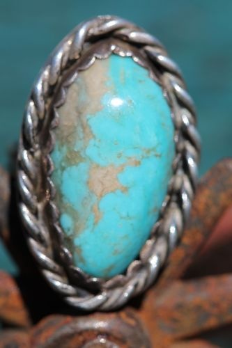 Vintage Southwestern Tribal Sterling Silver Robins Egg Blue Turquoise Ring | eBa...