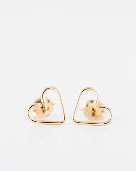 Kara Yoo Heart Stud Earrings in Gold