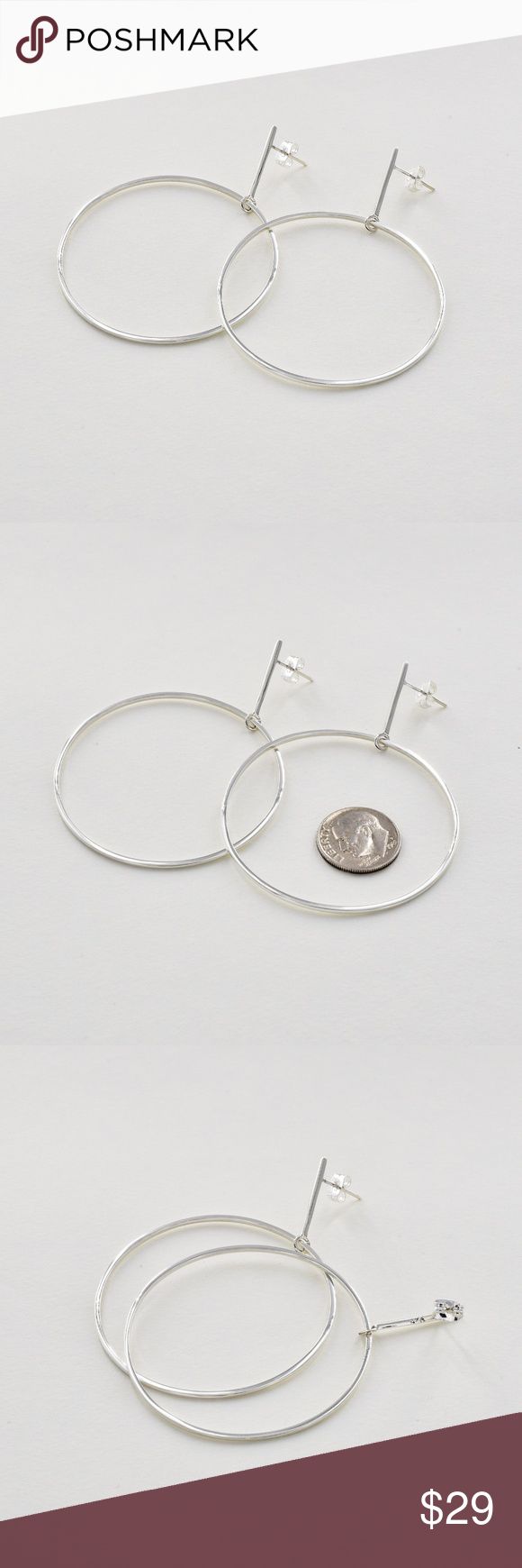 Large Modern 925 Hoop Earrings Hallmark 925 Made in Mexico Ships in two days Dia...