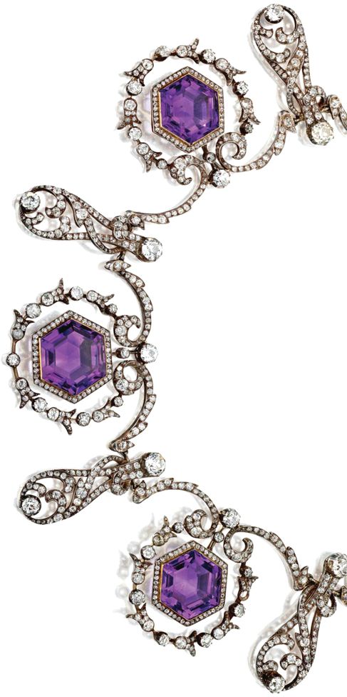 Amethyst and diamond necklace.