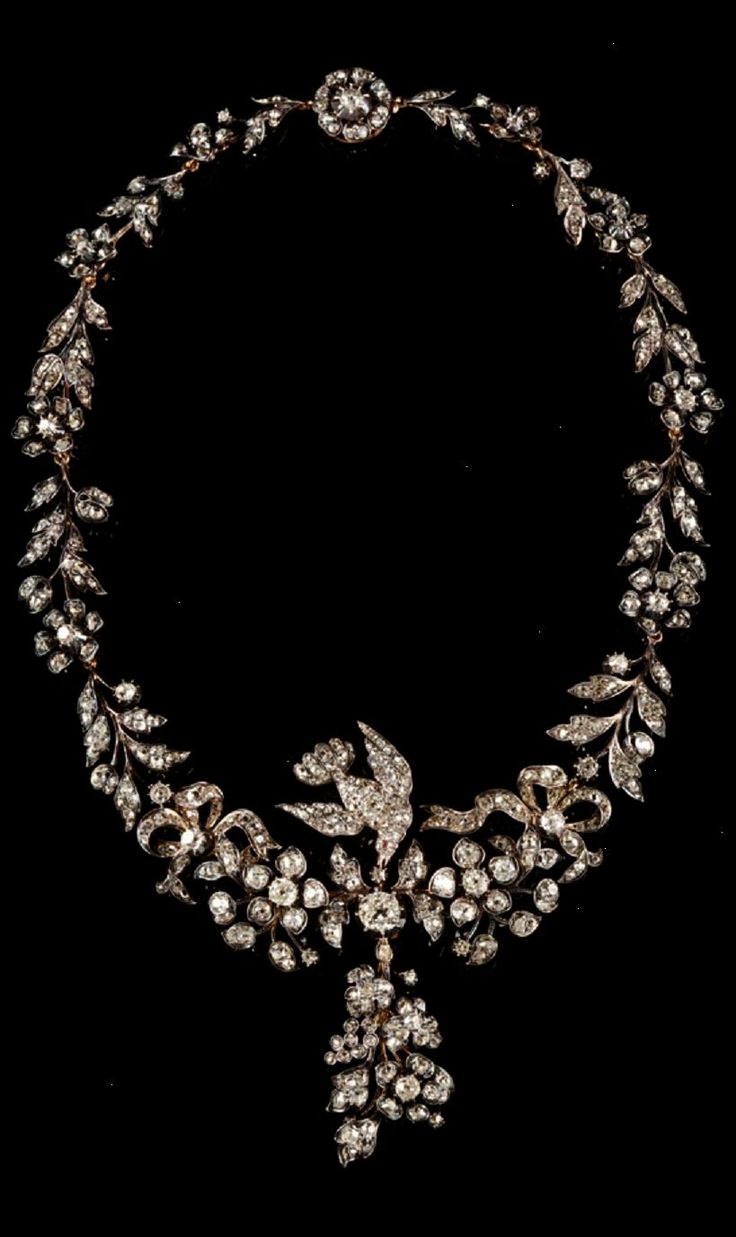 An antique silver gold and diamond necklace French 19th century. #antique #neckl...