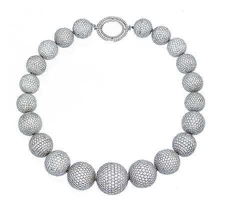 Diamond bead necklace.