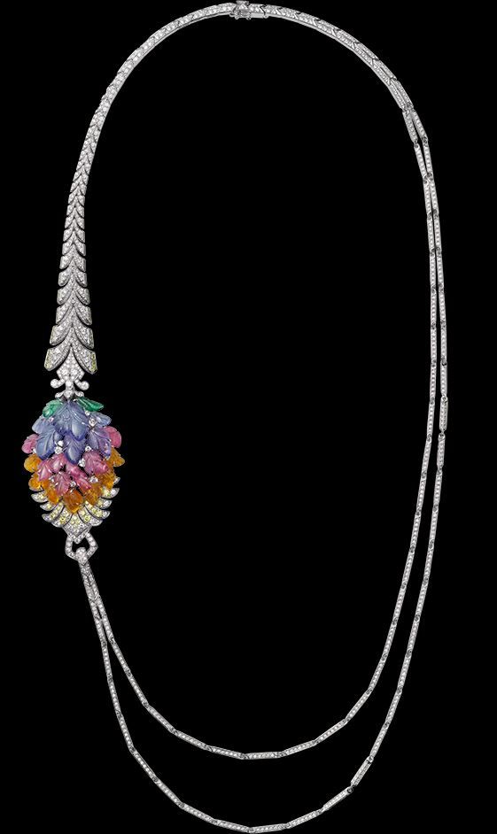 Indian Influences – High Jewelry Necklace Platinum, mandarin garnets, pink tou...