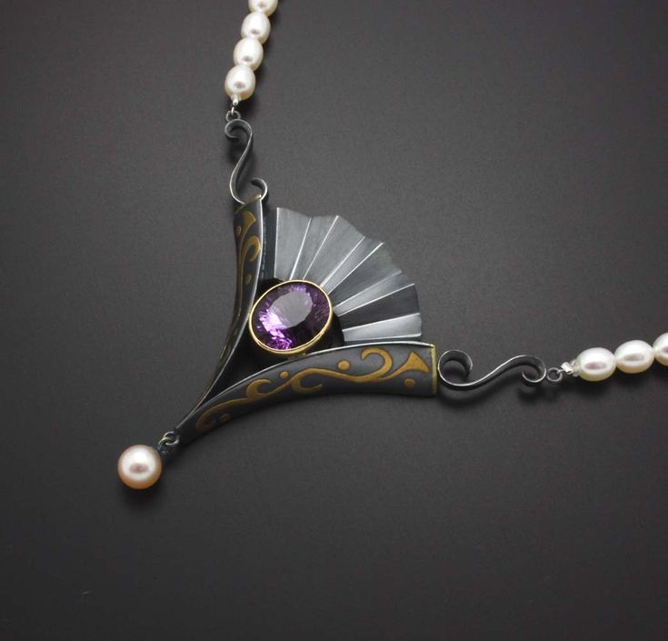 Kazuhiko Ichikawa: gold, silver, amethyst and pearl necklace.