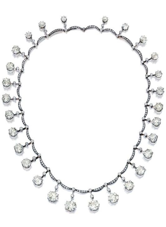 The dowager viscountess Harcourt diamond necklace. Made in part from diamonds fr...