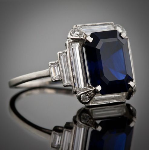 Art Deco Sapphire Ring 5 carats 1930
