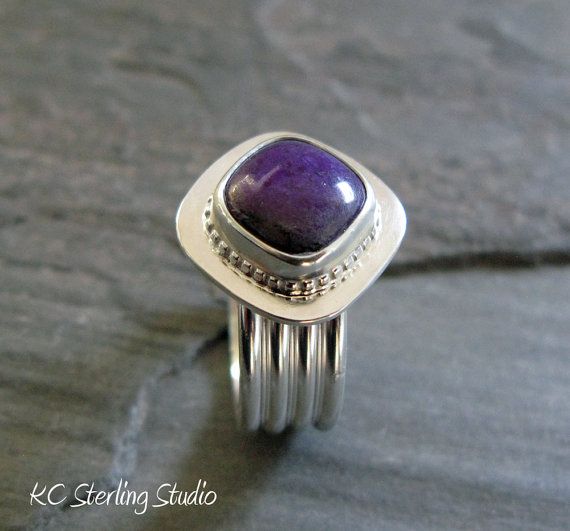 Natural deep purple jelly sugilite ring by kcsterlingstudio