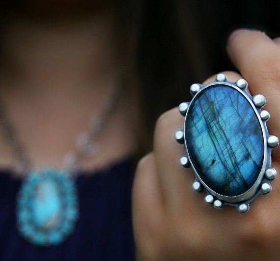 Night Forest Aglow - Labradorite Sterling Silver Ring
