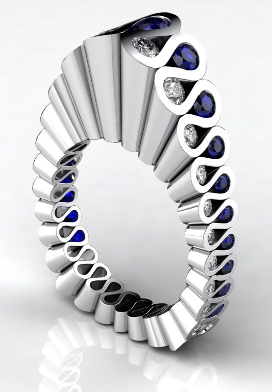 Ring | Erik Stewart.  Platinum, diamonds and sapphires