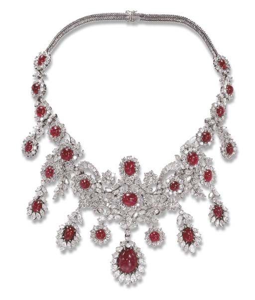 Ruby and diamond necklace.