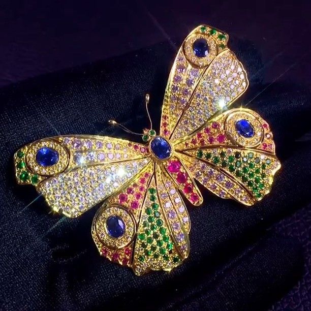 Alan Chang @taiwan_kunlun_jewelry. Multi gemstones butterfly brooch