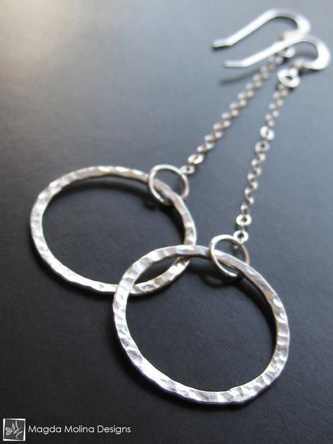 The Hammered Silver Rings On Chains Earrings #earringshandmade