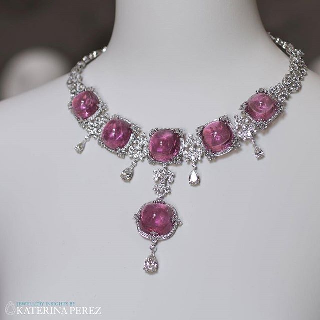 Cabochon tourmalines and diamonds necklace by Giampiero Bodino #DiamondNecklaces