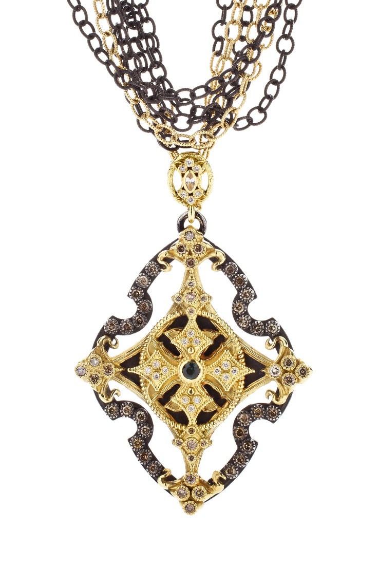 Diamond and tourmaline pendant.