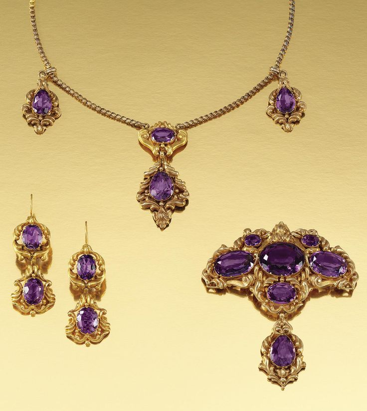 Gold and amethyst parure.