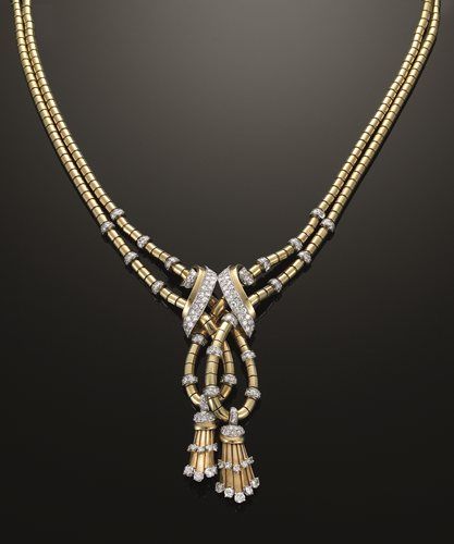 Gold and diamond necklace.