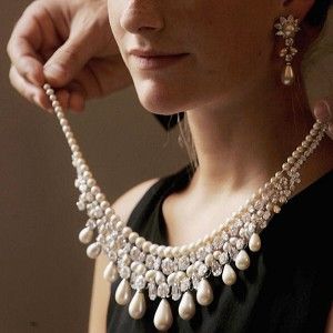 Pearl and diamond necklace.