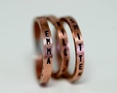 Copper and sterling silver personalized mixed metal ring