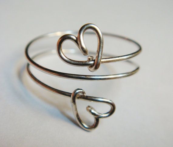Heart Love Ring  Silver Double Heart Love Ring  by SpiralsandSpice, $19.95