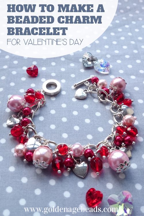 How to make a beautiful beaded charm bracelet for Valentine's Day - or any d...