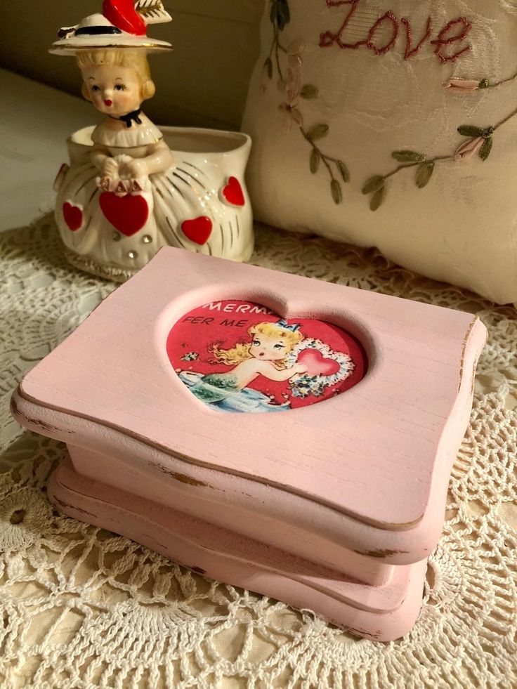 New in our Etsy Shop: Mermaid, Valentine, Jewelry Box, Up cycled, Chalk Painted ...