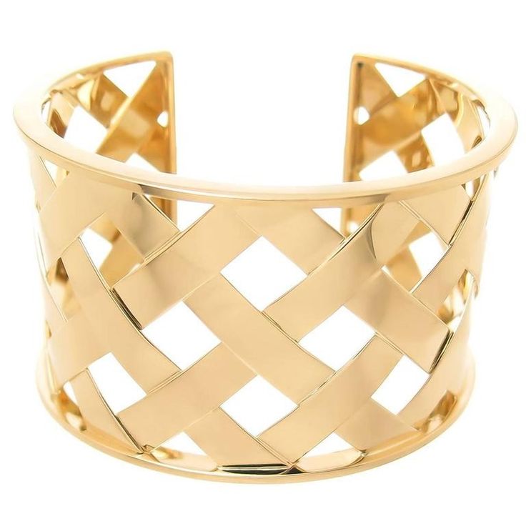 Verdura Criss Cross Weave Cuff Yellow Gold Bracelet