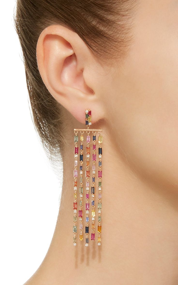Rainbow Firework Chandeliers Earrings by Suzanne Kalan FW19 | Moda Operandi
