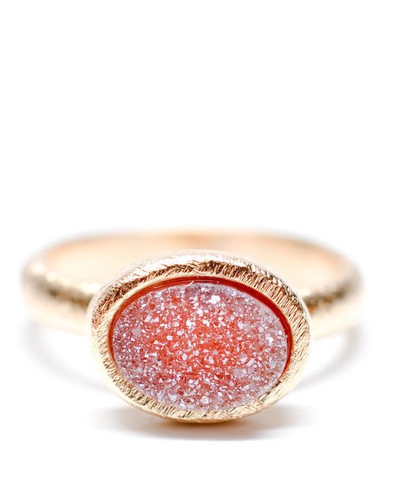 Geo Drusy Ring by Leif. It's like pink stardust! I'd love to watch this ...