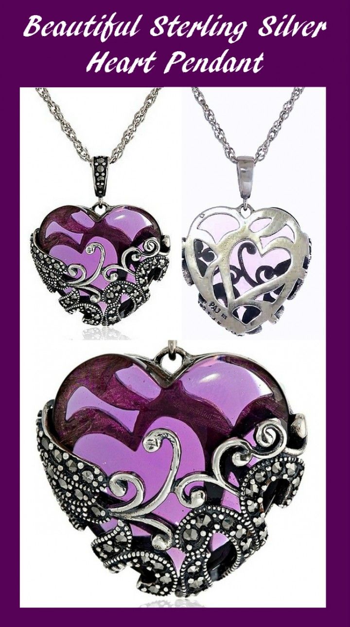 Adorable Silver Filigree Heart Pendant Necklace #Amazon_Collection #Silver_Filig...