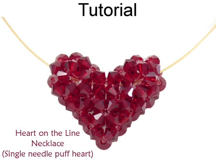 Beaded Crystal Puff Heart Valentine’s Necklace Beading Pattern Tutorial by Lan...