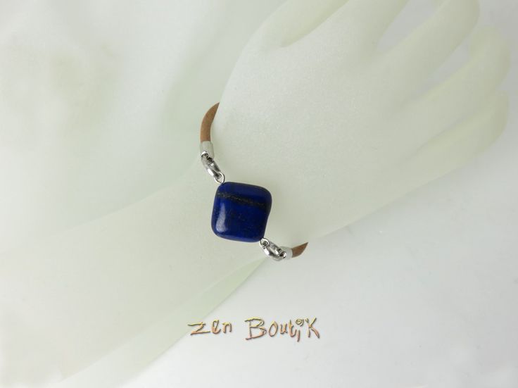 Bracelet Lapis Lazuli, Cuir, Pierre, Minimaliste, Bijoux Zen Boutik, Bracelet Ch...