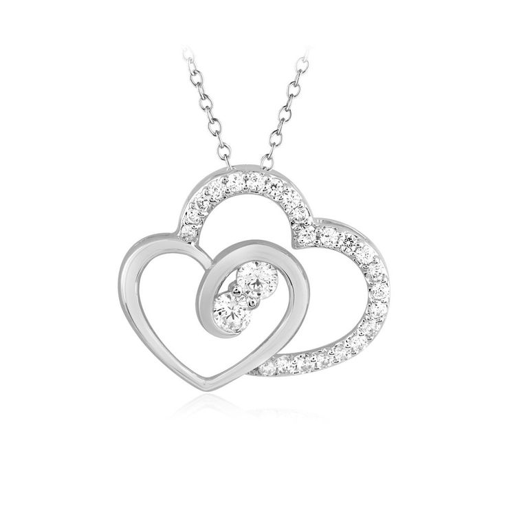 Diamond Forever Us Two Stone Double Heart Pendant 14k Gold 0.25 Ct #caratsforyou...