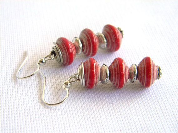 Fair Trade Paper Bead Jewelry - Earrings Tiny Saucers - #1257