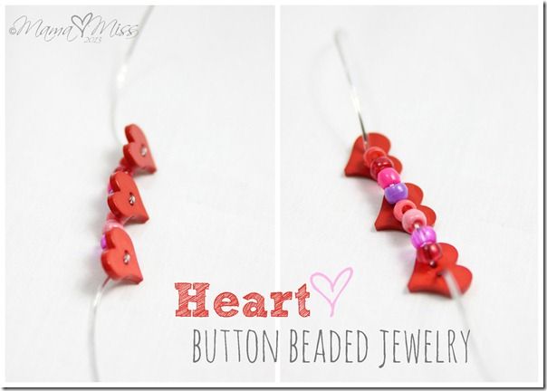 Heart Button Beaded Jewelry www.mamamiss.com ©2013