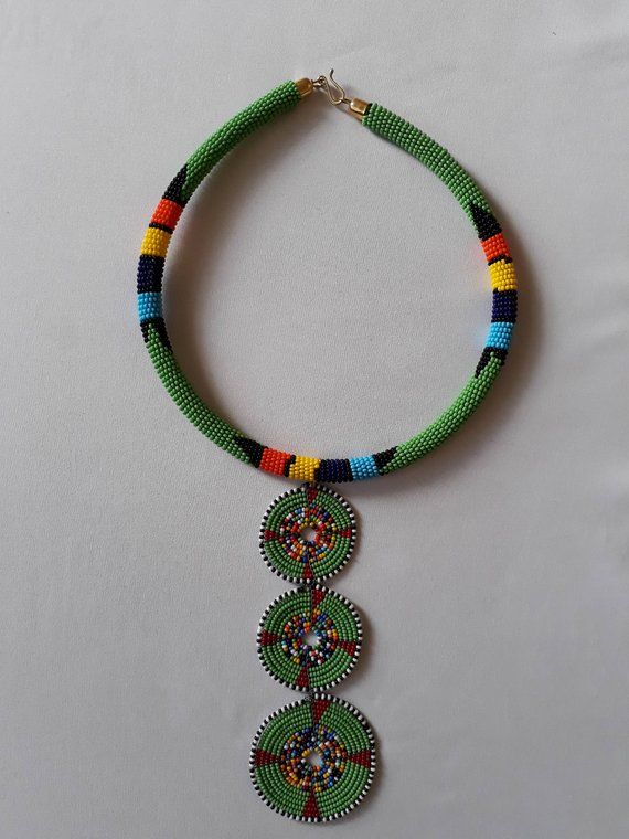 ON SALE AFRICAN Jewelry, Valentine’s gift, Charm Necklace, Bead Necklace for W...