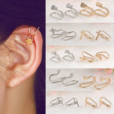 1Pair-DIY-Fake-Clip-on-Crystal-Earrings-Cartilage-Ear-Cuff-Clip-Wrap-Non-Pierced