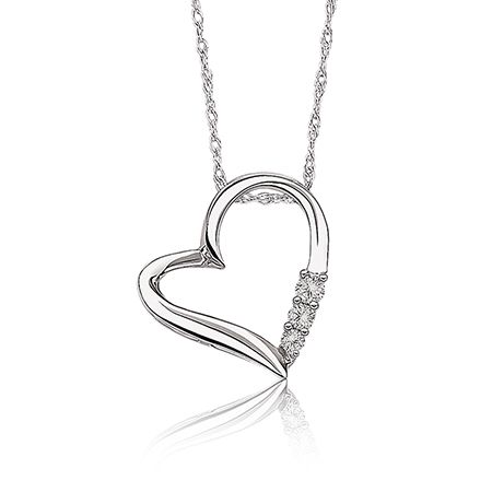 Today, Tomorrow, Forever Diamond Heart Pendant in 10k White Gold